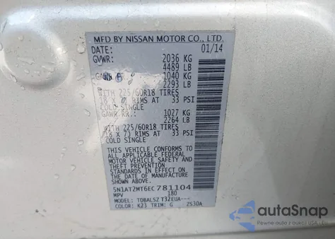 2014 Nissan Rogue Sl from USA, damaged, VIN 5N1AT2MT6EC781104